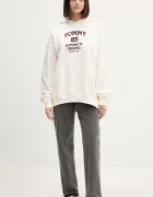 Tommy Jeans Памучен суичър в бежово с качулка с принт DW0DW22603
