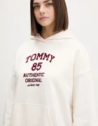 Tommy Jeans Памучен суичър в бежово с качулка с принт DW0DW22603