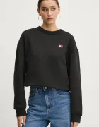 Tommy Jeans Памучен суичър в черно с изчистен дизайн DW0DW19408