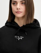 Tommy Jeans Памучен суичър в черно с качулка с принт DW0DW22170