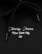Tommy Jeans Памучен суичър в черно с качулка с принт DW0DW22170