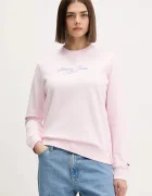 Tommy Jeans Памучен суичър в розово с принт DW0DW21922