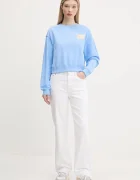 Tommy Jeans Памучен суичър в синьо с принт DW0DW21345