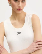 Tommy Jeans Памучен топ в бежово DW0DW21369