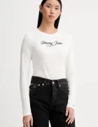 Tommy Jeans Памучна блуза с дълги ръкави в бежово DW0DW21844