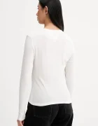 Tommy Jeans Памучна блуза с дълги ръкави в бежово DW0DW21844