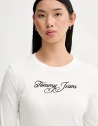 Tommy Jeans Памучна блуза с дълги ръкави в бежово DW0DW21844