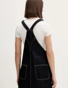 Tommy Jeans Памучна рокля в тъмносиньо къса със стандартна кройка DW0DW22555