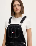 Tommy Jeans Памучна рокля в тъмносиньо къса със стандартна кройка DW0DW22555