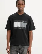 Tommy Jeans Памучна тениска в черно с принт DM0DM22463