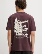 Tommy Jeans Памучна тениска в кафяво с принт DM0DM22060
