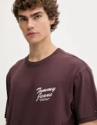 Tommy Jeans Памучна тениска в кафяво с принт DM0DM22060