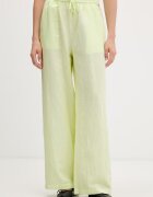 Tommy Jeans панталон дамски с лен зелен с висока талия DW0DW22285
