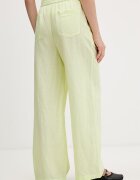 Tommy Jeans панталон дамски с лен зелен с висока талия DW0DW22285