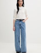Tommy Jeans пуловер дамски от памук бежов DW0DW22301