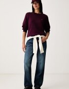 Tommy Jeans пуловер дамски от памук бордо DW0DW23360
