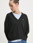 Tommy Jeans пуловер дамски от памук черен DW0DW19888