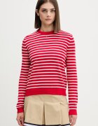 Tommy Jeans пуловер дамски от памук червен DW0DW20159