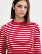 Tommy Jeans пуловер дамски от памук червен DW0DW20159