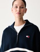 Tommy Jeans пуловер дамски от памук тъмносин DW0DW22928
