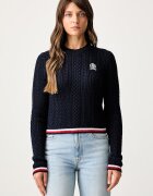 Tommy Jeans пуловер дамски от памук тъмносин DW0DW22933