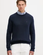 Tommy Jeans пуловер мъжки от памук тъмносин DM0DM21787