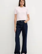 Tommy Jeans пуловер с къси ръкави дамски от памук розов DW0DW19336