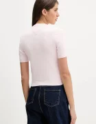 Tommy Jeans пуловер с къси ръкави дамски от памук розов DW0DW19336