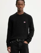 Tommy Jeans Пуловер с вълна в черно от топла материя DM0DM22353