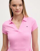 Tommy Jeans разкроена рокля от памук с еластан розова с изчистена шарка DW0DW22845