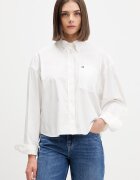Tommy Jeans риза дамска от памук бяла с изчистена шарка DW0DW22766