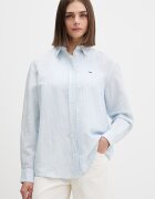 Tommy Jeans риза дамска с лен синя на райе DW0DW22209