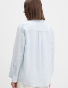 Tommy Jeans риза дамска с лен синя на райе DW0DW22209