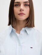 Tommy Jeans риза дамска с лен синя на райе DW0DW22209