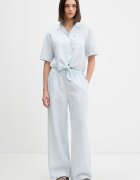 Tommy Jeans риза дамска с лен синя с изчистена шарка DW0DW22210