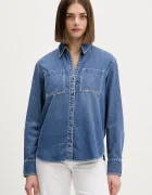 Tommy Jeans Риза дамска в синьо със стандартна кройка с класическа яка DW0DW22007