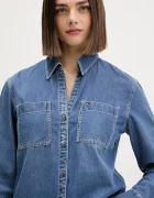 Tommy Jeans Риза дамска в синьо със стандартна кройка с класическа яка DW0DW22007