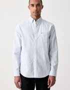 Tommy Jeans риза мъжка от памук синя на райе DM0DM22790