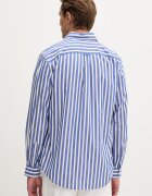 Tommy Jeans риза мъжка от памук синя на райе DM0DM23414