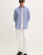 Tommy Jeans риза мъжка от памук синя на райе DM0DM23414