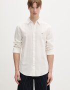 Tommy Jeans риза мъжка с лен бежова с изчистена шарка DM0DM22761
