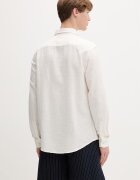 Tommy Jeans риза мъжка с лен бежова с изчистена шарка DM0DM22761