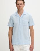 Tommy Jeans риза мъжка с лен синя DM0DM23058