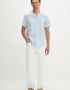 Tommy Jeans риза мъжка с лен синя DM0DM23058