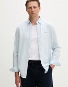 Tommy Jeans риза мъжка с лен синя с изчистена шарка DM0DM22761