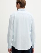 Tommy Jeans риза мъжка с лен синя с изчистена шарка DM0DM22761