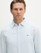 Tommy Jeans риза мъжка с лен синя с изчистена шарка DM0DM22761