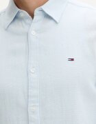Tommy Jeans риза мъжка с лен синя с изчистена шарка DM0DM22761