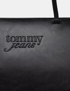 Tommy Jeans шопинг чанта дамска от имитация на кожа черна AW0AW18772