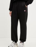 Tommy Jeans спортен панталон дамски от памук черен с висока талия DW0DW22780